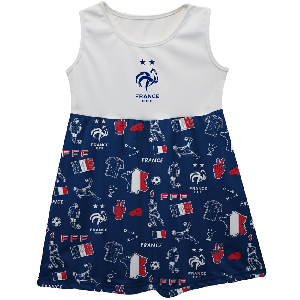 France National Team Vive La Fete Girls Youth Impressions Artwork Tank Top Dress for sale - Navy
