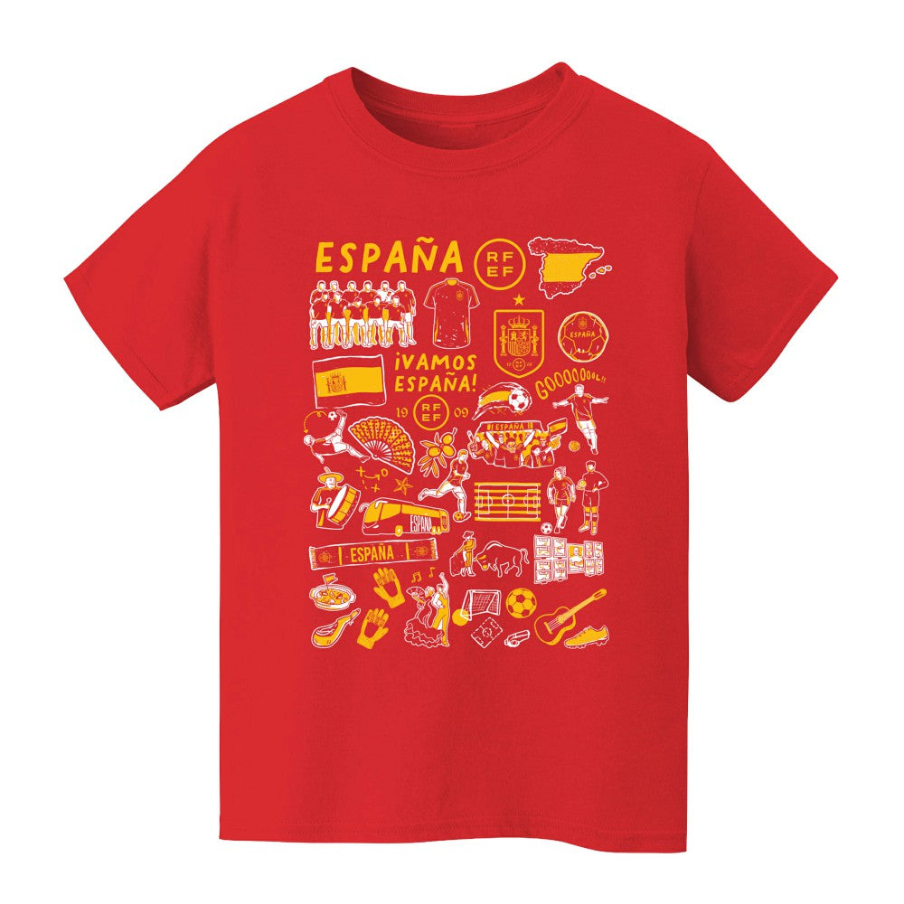 Spain National Team Vive La Fete Youth Impressions Artwork T-Shirt - Red cheap