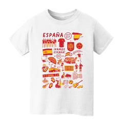 Spain National Team Vive La Fete Youth Impressions Artwork T-Shirt - White for sale