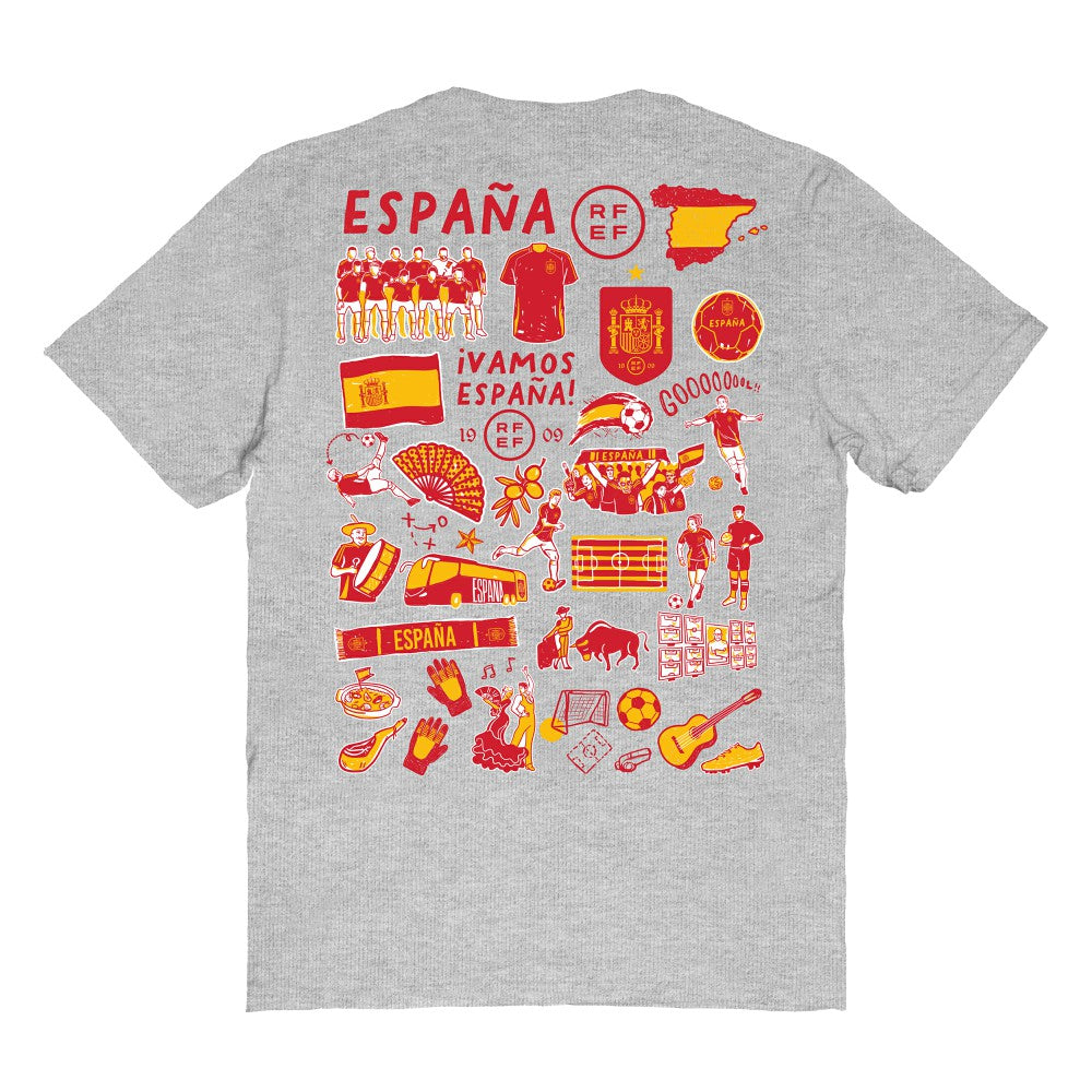 Spain National Team Vive La Fete Women's Impressions Artwork Fitted T-Shirt - Gray online