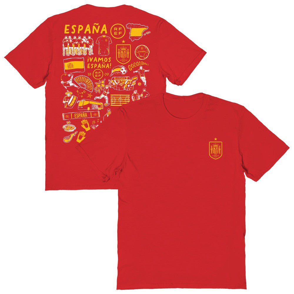 Spain National Team Vive La Fete Women's Impressions Artwork Fitted T-Shirt - Red outlet