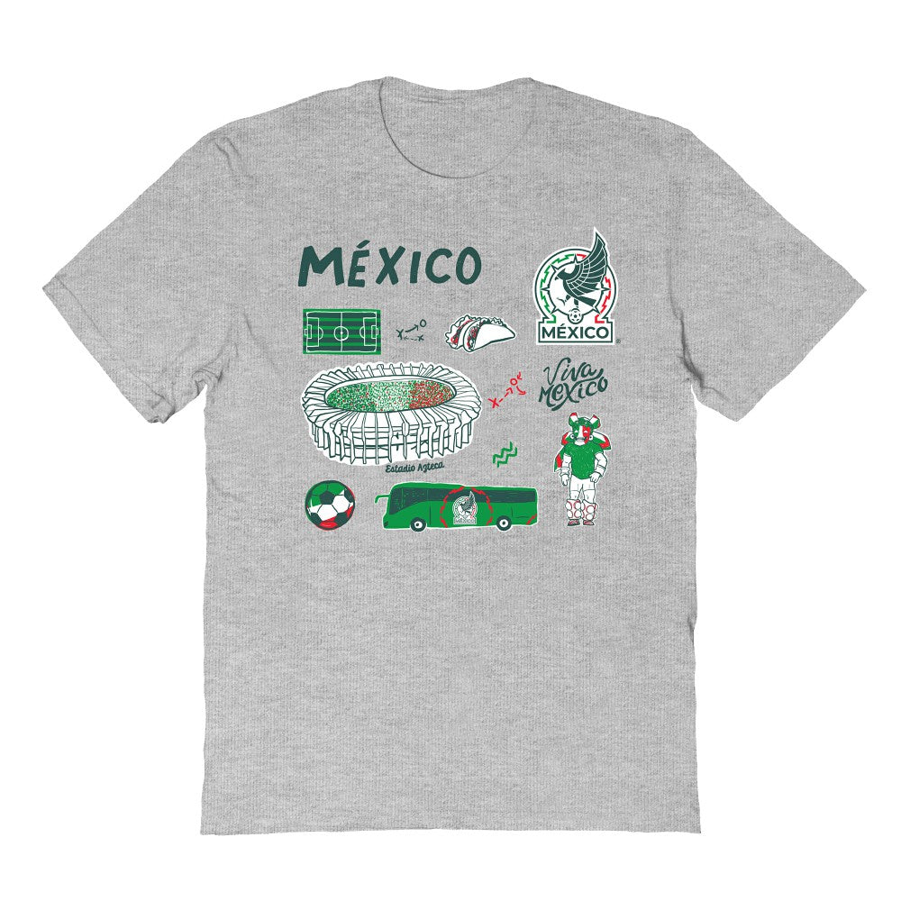 Mexico National Team Vive La Fete Youth Impressions Icons T-Shirt - Gray cheap