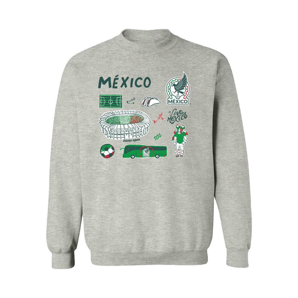 Mexico National Team Vive La Fete Women's Impressions Icons Sweatshirt - Gray shop