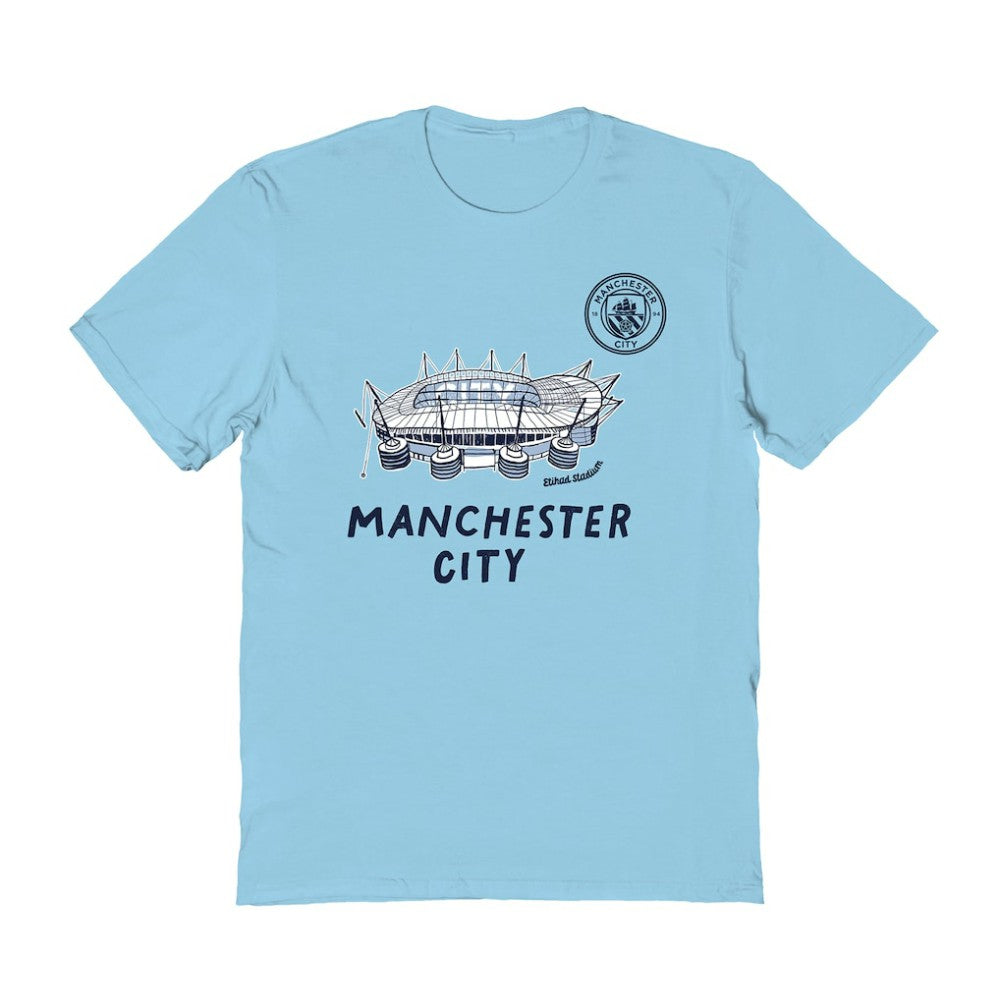 Manchester City Vive La Fete Women's Stadium Style T-Shirt - Light Blue for sale