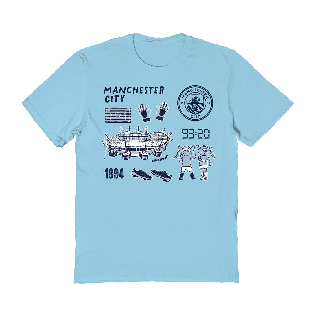 Manchester City Vive La Fete Women's Impressions Icons T-Shirt - Light Blue cheap