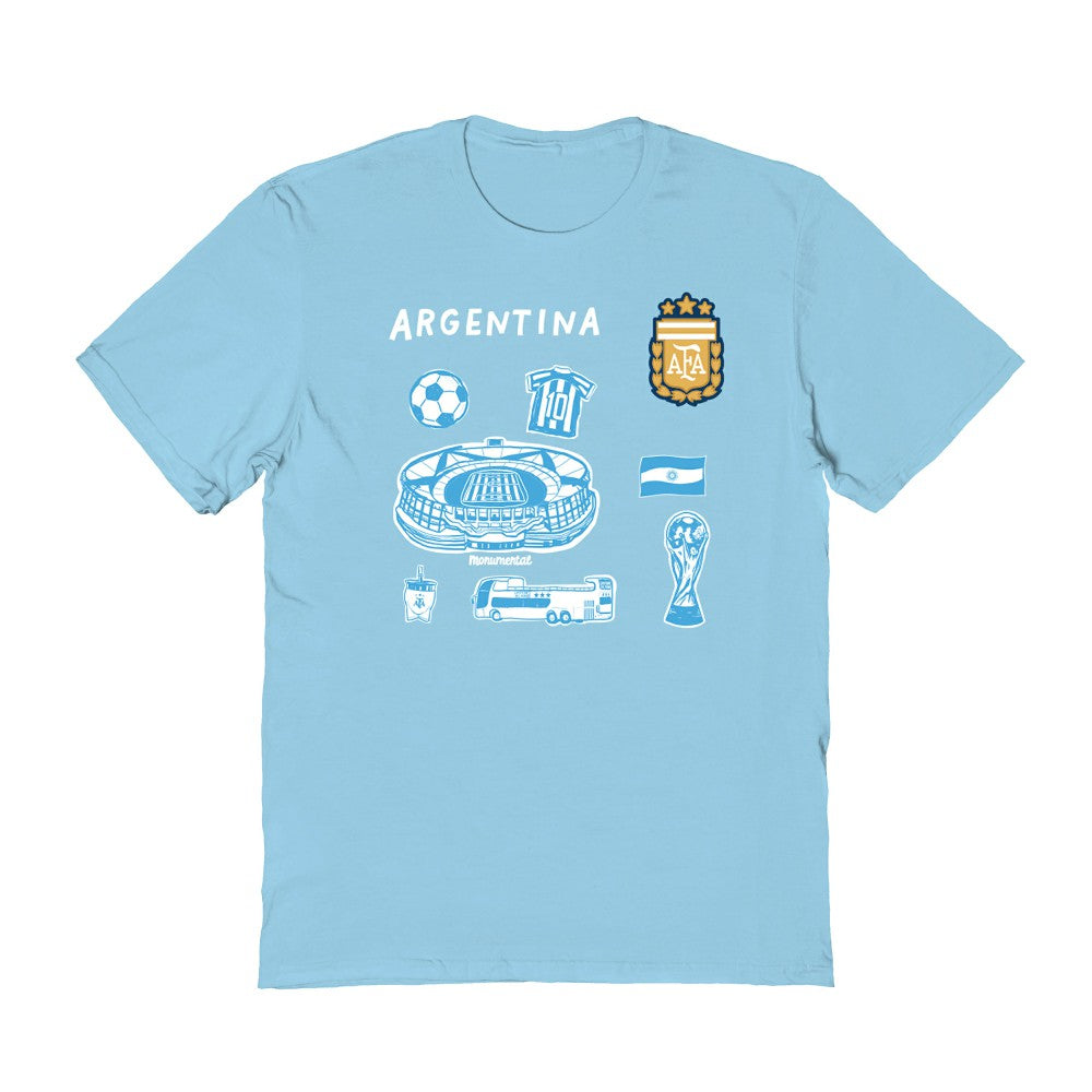 Argentina National Team Vive La Fete Women's Impressions Icons T-Shirt - Light Blue online
