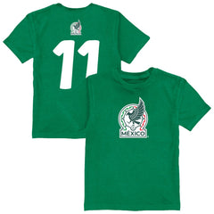 Santiago Gimenez Mexico National Team Vive La Fete Youth Player Name & Number Color Badge T-Shirt - Green on sale