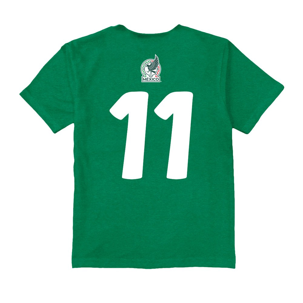 Santiago Gimenez Mexico National Team Vive La Fete Youth Player Name & Number Color Badge T-Shirt - Green on sale
