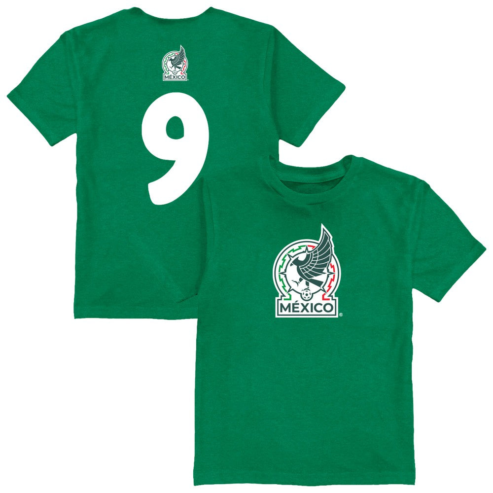 Raúl Jiménez Mexico National Team Vive La Fete Toddler Player Name & Number Color Badge T-Shirt for sale - Green