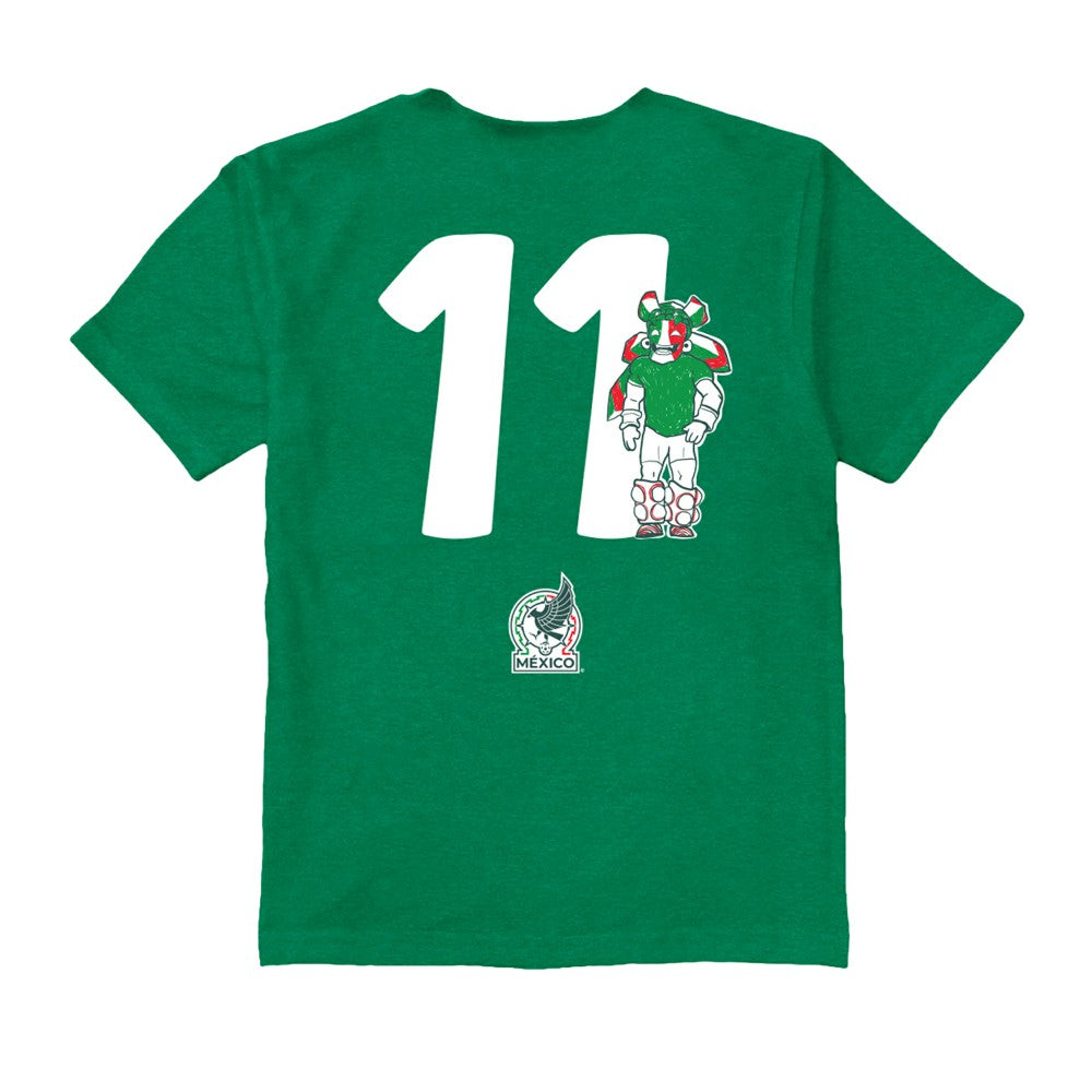 Santiago Gimenez Mexico National Team Vive La Fete Youth Player Name & Number Stadium Style T-Shirt - Green on sale