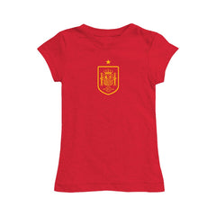 Spain National Team Vive La Fete Girls Toddler Color Badge Fitted T-Shirt for sale - Red