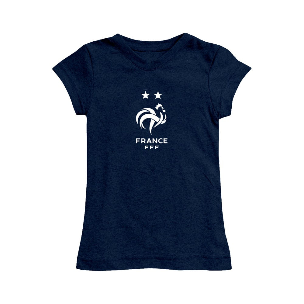 France National Team Vive La Fete Girls Youth Color Badge Fitted T-Shirt - Navy discount