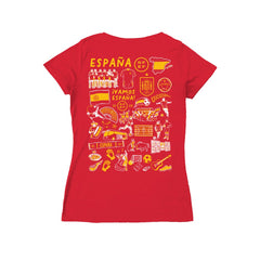 Spain National Team Vive La Fete Women's Impressions Artwork V-Neck Fitted T-Shirt for sale - Red