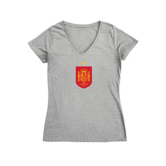 Spain National Team Vive La Fete Women's Color Badge V-Neck Fitted T-Shirt - Gray shop