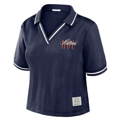 Houston Astros WEAR by Erin Andrews Women's Cropped Polo Navy