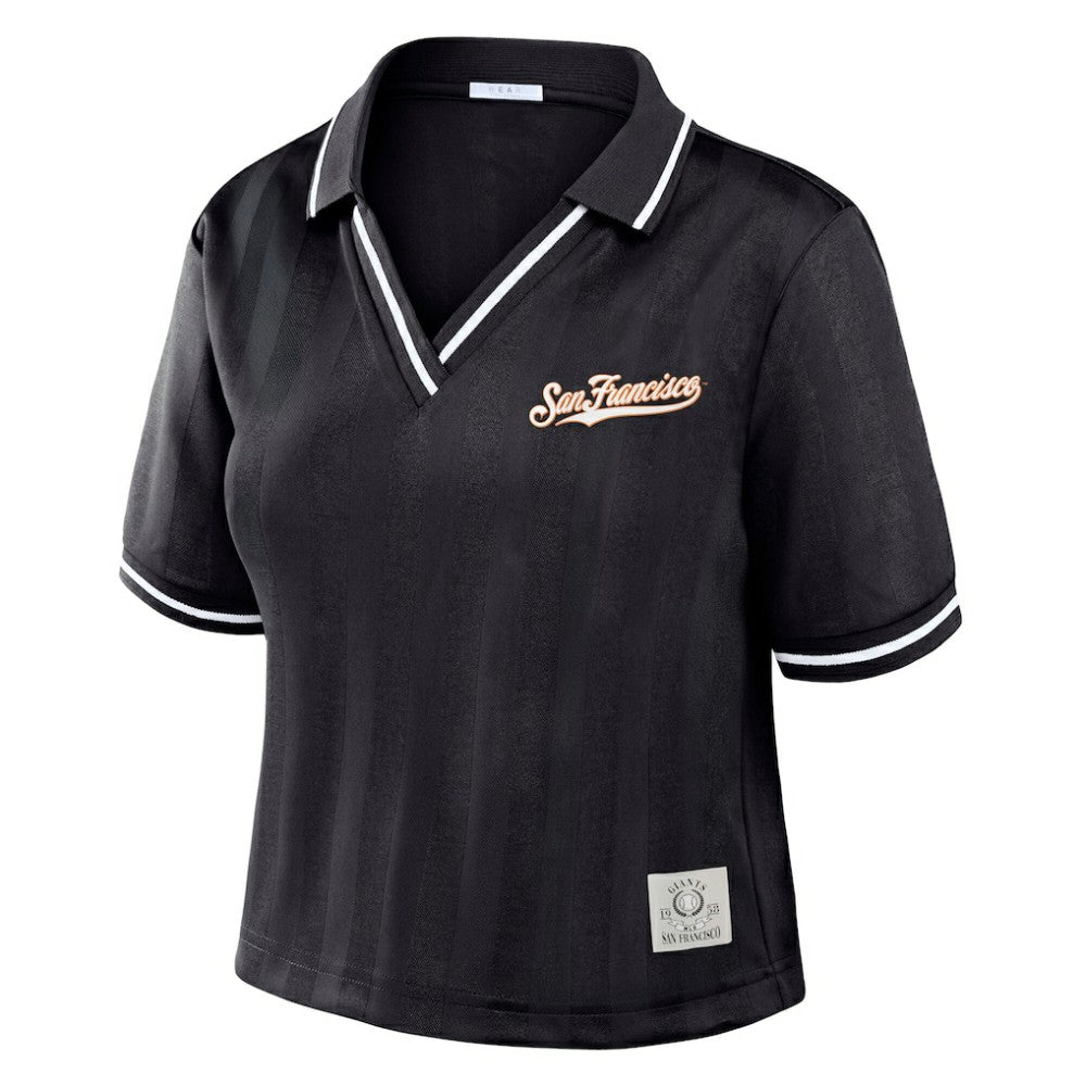 San Francisco Giants WEAR by Erin Andrews Women's Cropped Polo Black