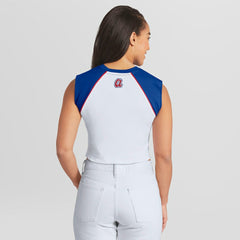 Atlanta Braves WEAR by Erin Andrews Women's Cooperstown Cropped Raglan Tank Top White