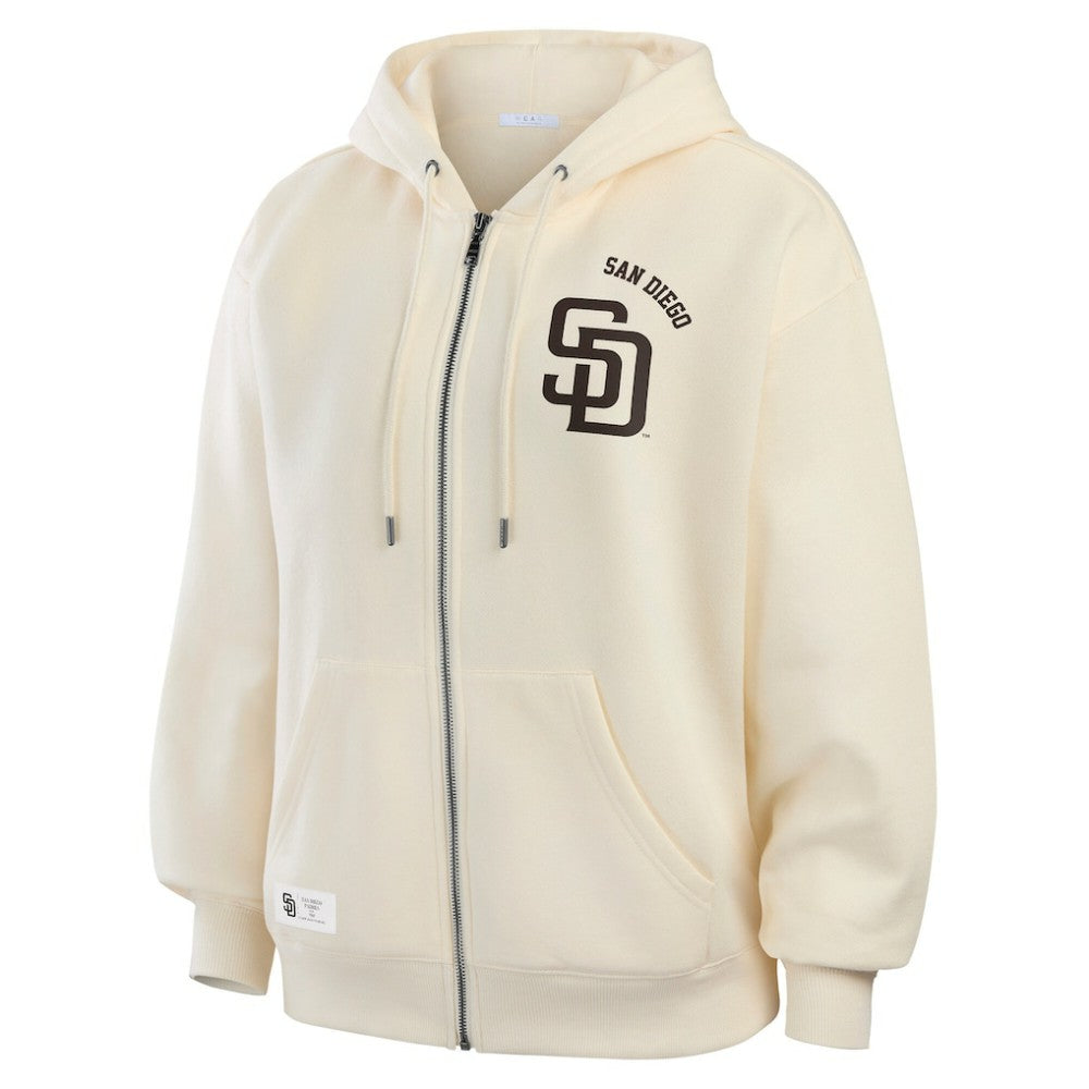 San Diego Padres WEAR by Erin Andrews Women's Full-Zip Hoodie Cream