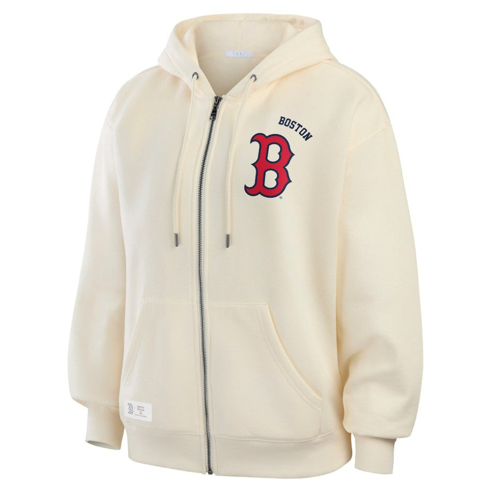 Boston Red Sox WEAR by Erin Andrews Women's Full-Zip Hoodie Cream