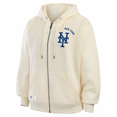 New York Mets WEAR by Erin Andrews Women's Full-Zip Hoodie Cream