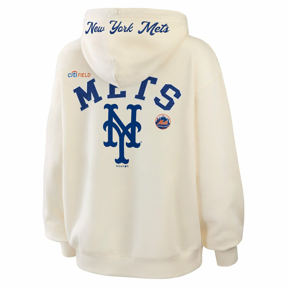 New York Mets WEAR by Erin Andrews Women's Full-Zip Hoodie Cream