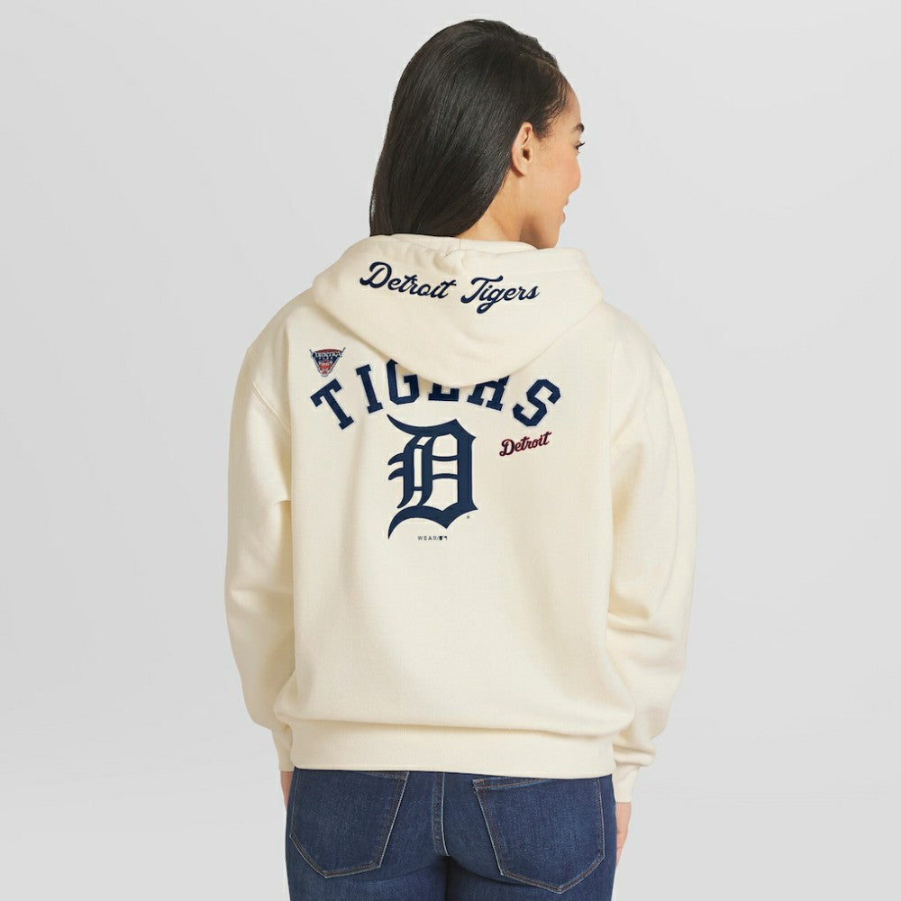 Detroit Tigers WEAR by Erin Andrews Women's Full-Zip Hoodie Cream