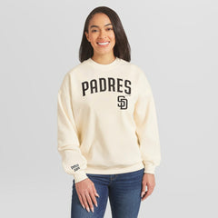 San Diego Padres WEAR by Erin Andrews Women's Heavyweight Crew Neck Sweatshirt Cream