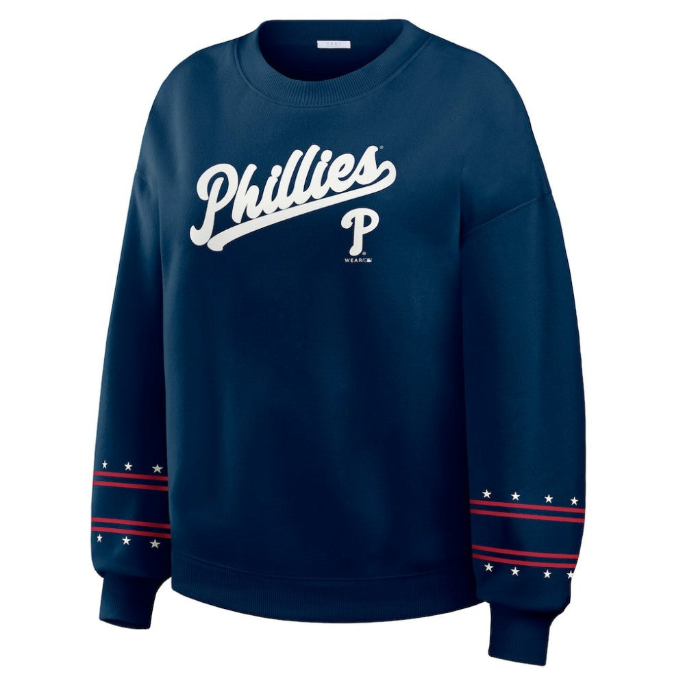 Philadelphia Phillies WEAR by Erin Andrews Women's Americana Heavyweight Fleece Sweatshirt Navy