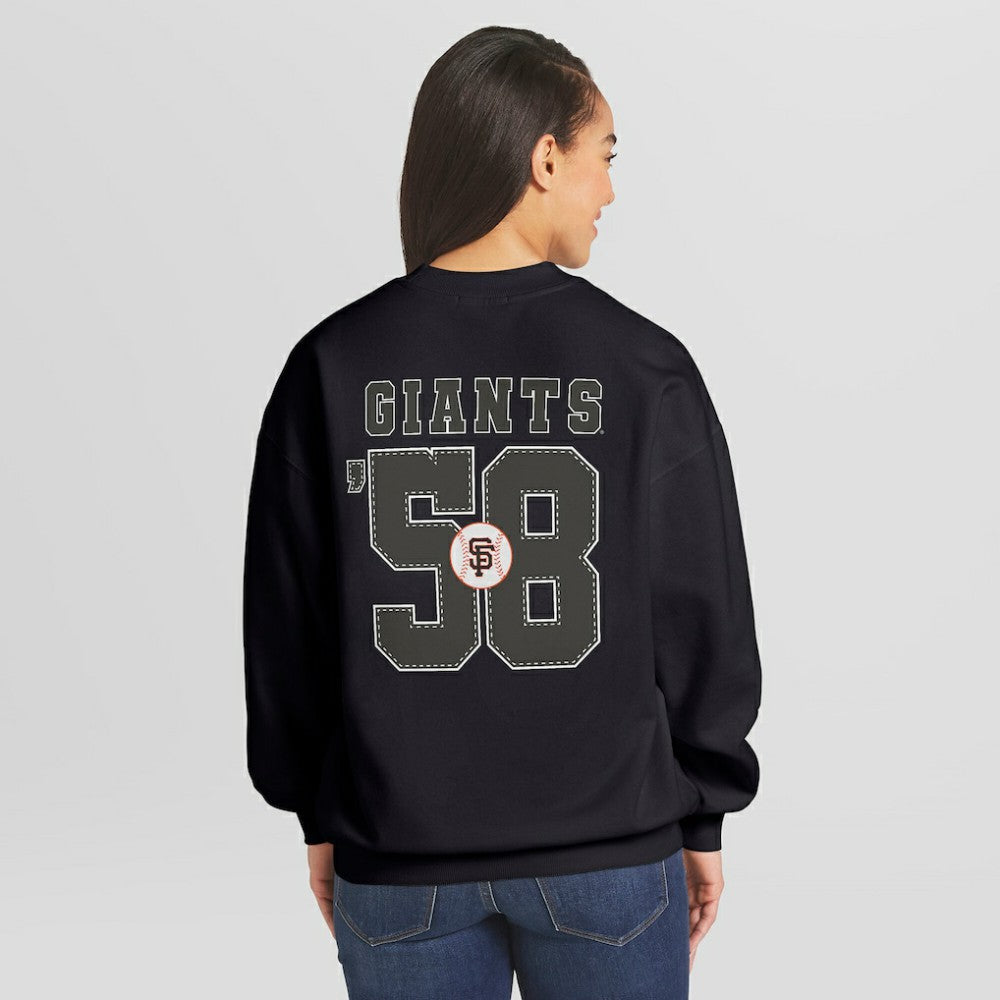 San Francisco Giants WEAR by Erin Andrews Women's Heavyweight Crew Neck Sweatshirt Black