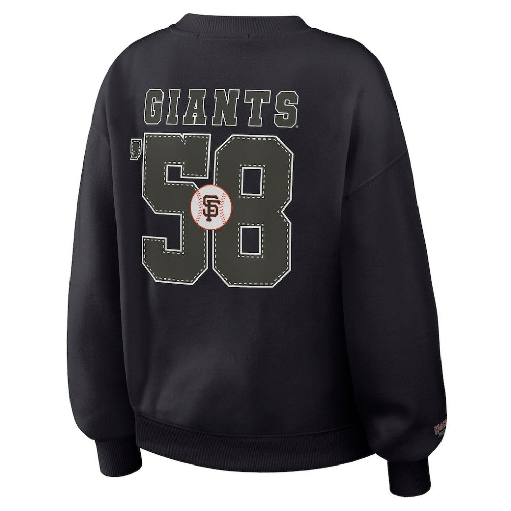 San Francisco Giants WEAR by Erin Andrews Women's Heavyweight Crew Neck Sweatshirt Black