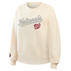Washington Nationals WEAR by Erin Andrews Women's Heavyweight Crew Neck Sweatshirt Cream