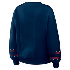 Chicago Cubs WEAR by Erin Andrews Women's Americana Heavyweight Fleece Sweatshirt Navy