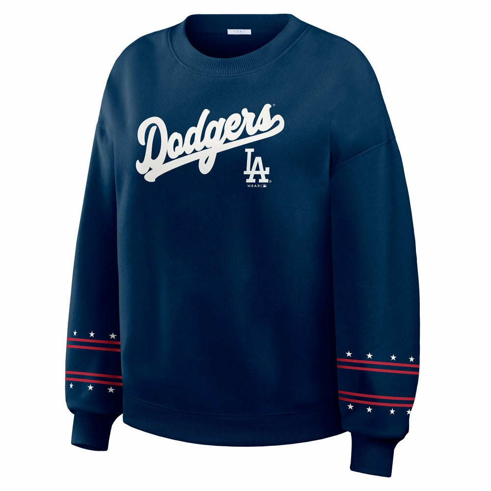 Los Angeles Dodgers WEAR by Erin Andrews Women's Americana Heavyweight Fleece Sweatshirt Navy