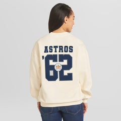 Houston Astros WEAR by Erin Andrews Women's Heavyweight Crew Neck Sweatshirt Cream