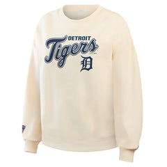 Detroit Tigers WEAR by Erin Andrews Women's Heavyweight Crew Neck Sweatshirt Cream