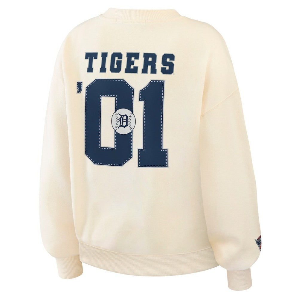 Detroit Tigers WEAR by Erin Andrews Women's Heavyweight Crew Neck Sweatshirt Cream