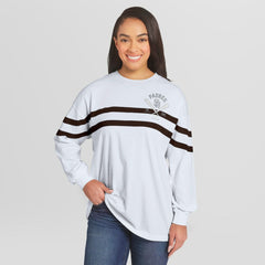 San Diego Padres WEAR by Erin Andrews Women's Oversized Long Sleeve Striped T-Shirt White