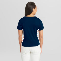Detroit Tigers WEAR by Erin Andrews Women's Notch Neck Cropped T-Shirt Navy