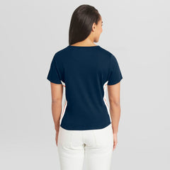Houston Astros WEAR by Erin Andrews Women's Notch Neck Cropped T-Shirt Navy