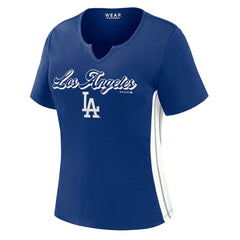 Los Angeles Dodgers WEAR by Erin Andrews Women's Notch Neck Cropped T-Shirt Royal