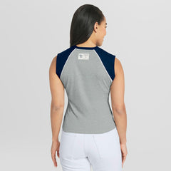 Cleveland Guardians WEAR by Erin Andrews Women's Cropped Raglan Tank Top Heather Gray