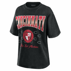 Cincinnati Reds WEAR by Erin Andrews Women's Oversized Boyfriend T-Shirt Black