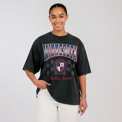 Minnesota Twins WEAR by Erin Andrews Women's Oversized Boyfriend T-Shirt Black