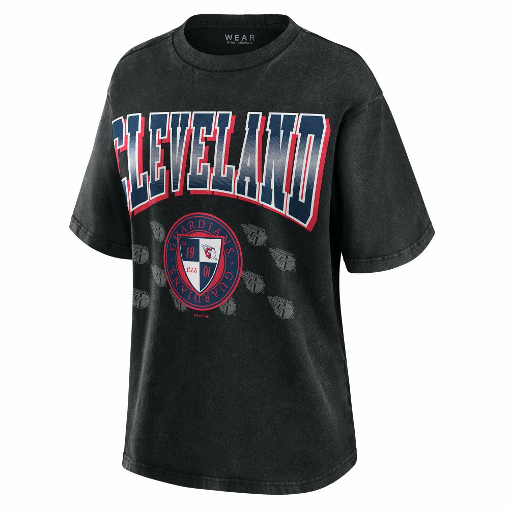 Cleveland Guardians WEAR by Erin Andrews Women's Oversized Boyfriend T-Shirt Black