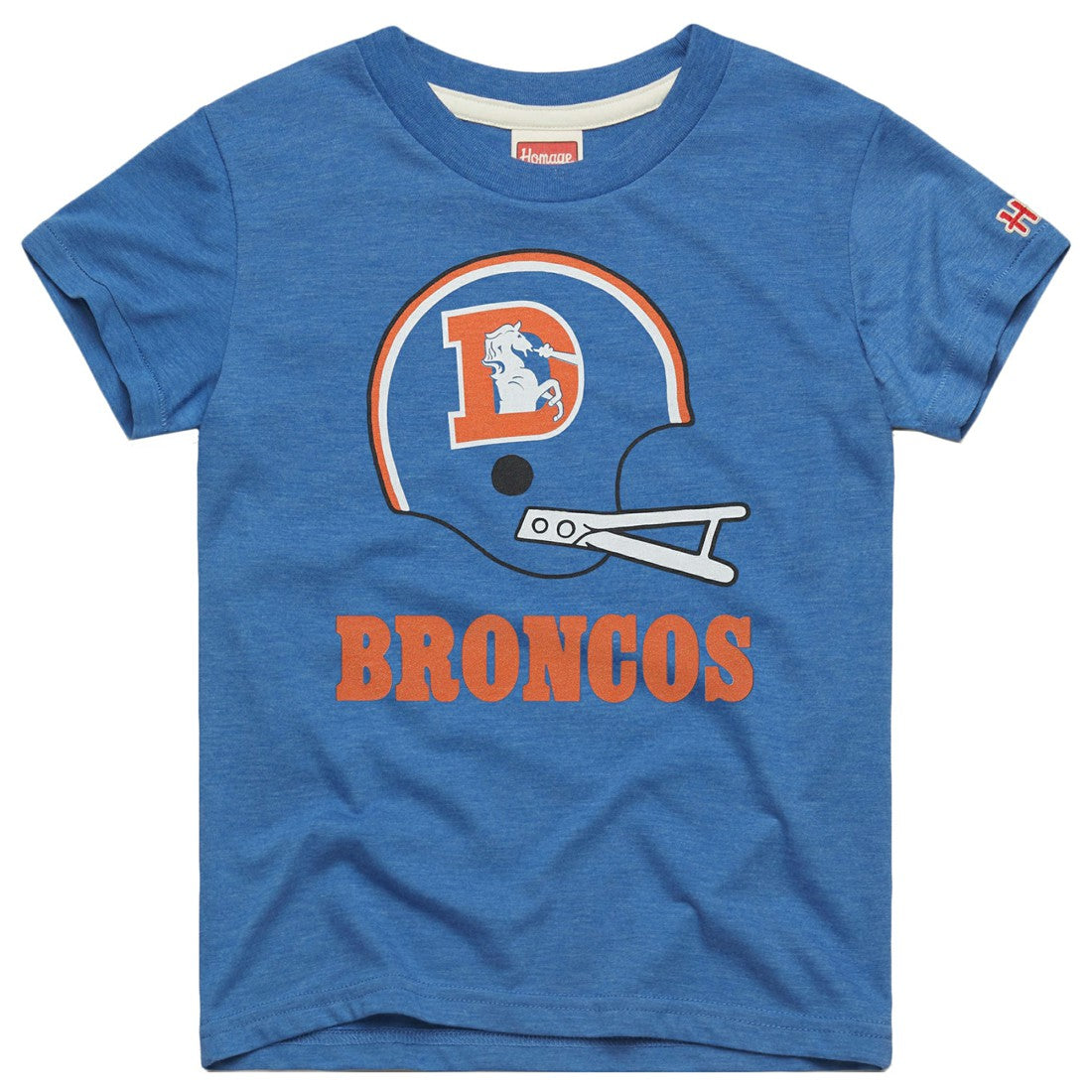 Denver Broncos Homage Youth Big Helmet Tri-Blend T-Shirt - Royal cheap