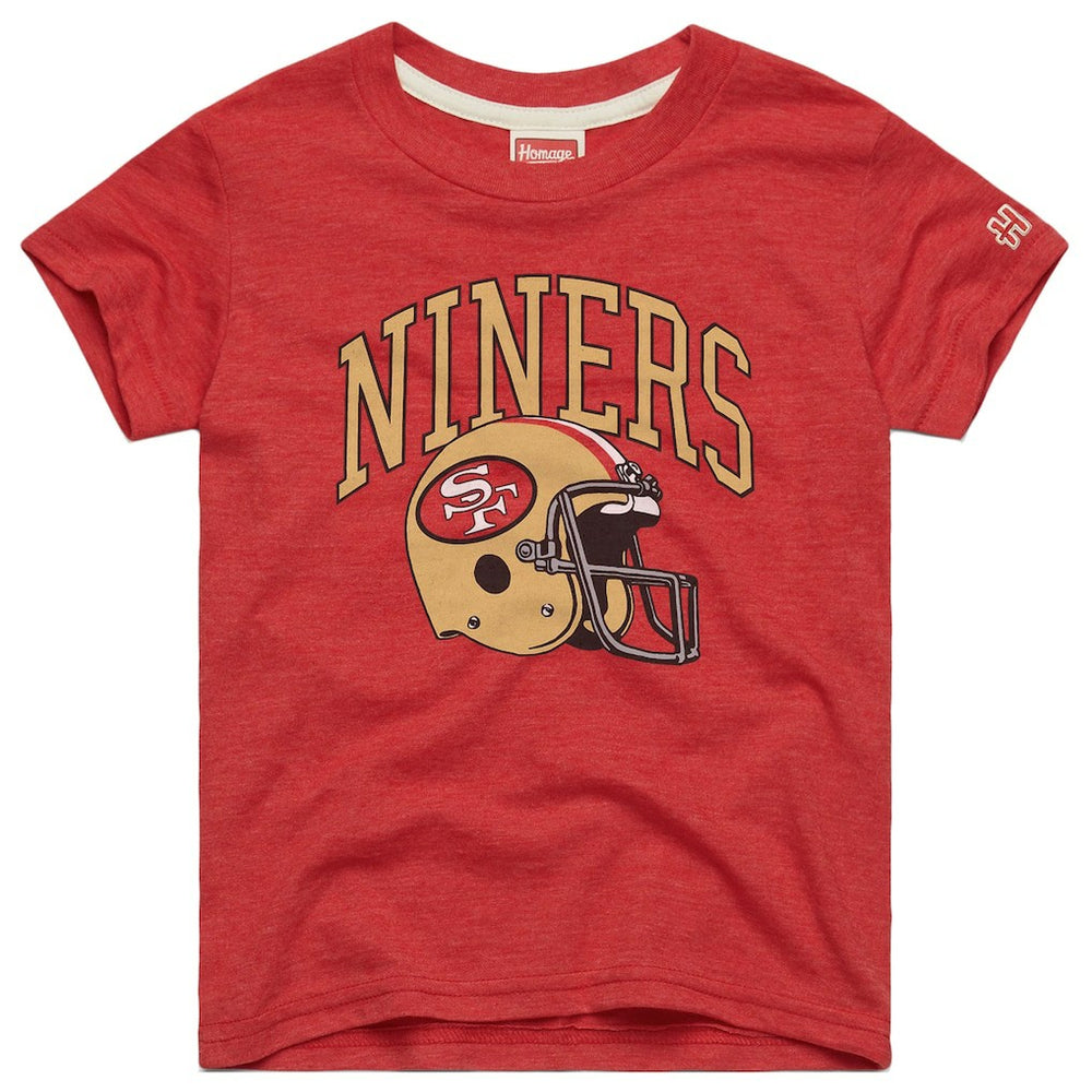 San Francisco 49ers Homage Youth Helmet Retro Tri-Blend T-Shirt - Scarlet online
