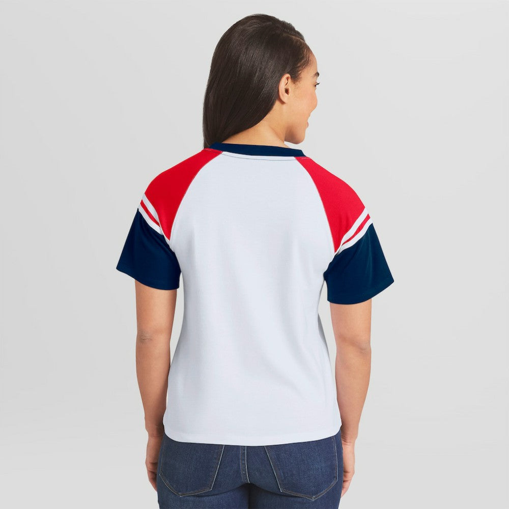 Boston Red Sox WEAR by Erin Andrews Women's Striped Raglan T-Shirt White