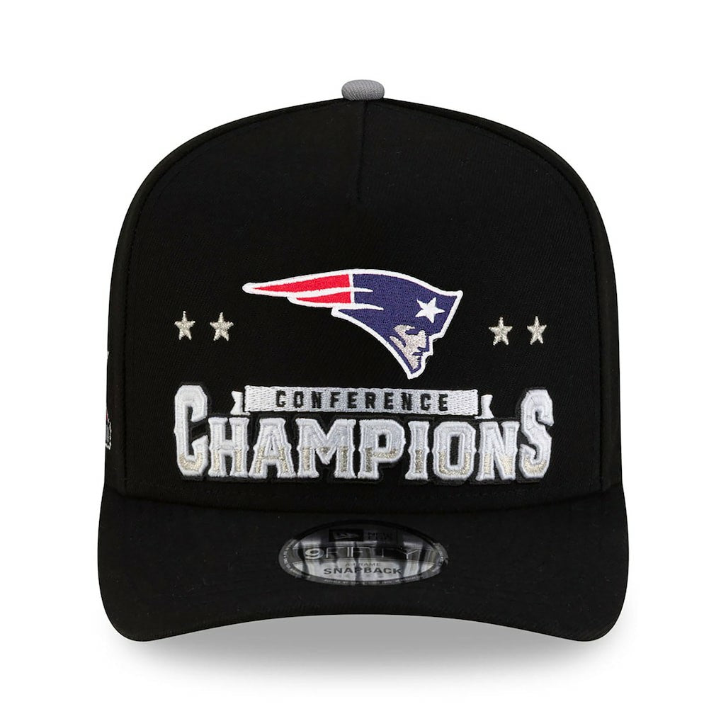 New England Patriots New Era 2025 AFC Champions Locker Room Trophy Collection A-Frame 9FIFTY Snapback Hat - Black sale