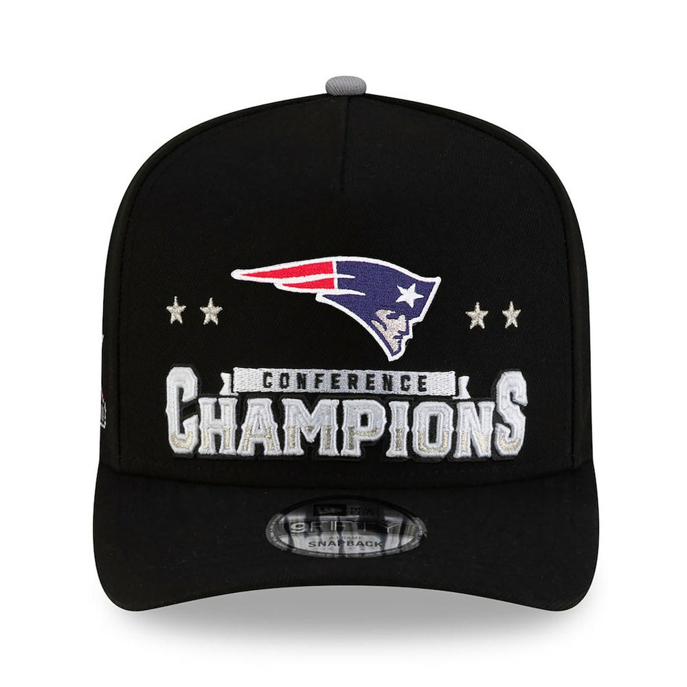 New England Patriots New Era 2025 AFC Champions Locker Room Trophy Collection A-Frame 9FIFTY Snapback Hat - Black sale