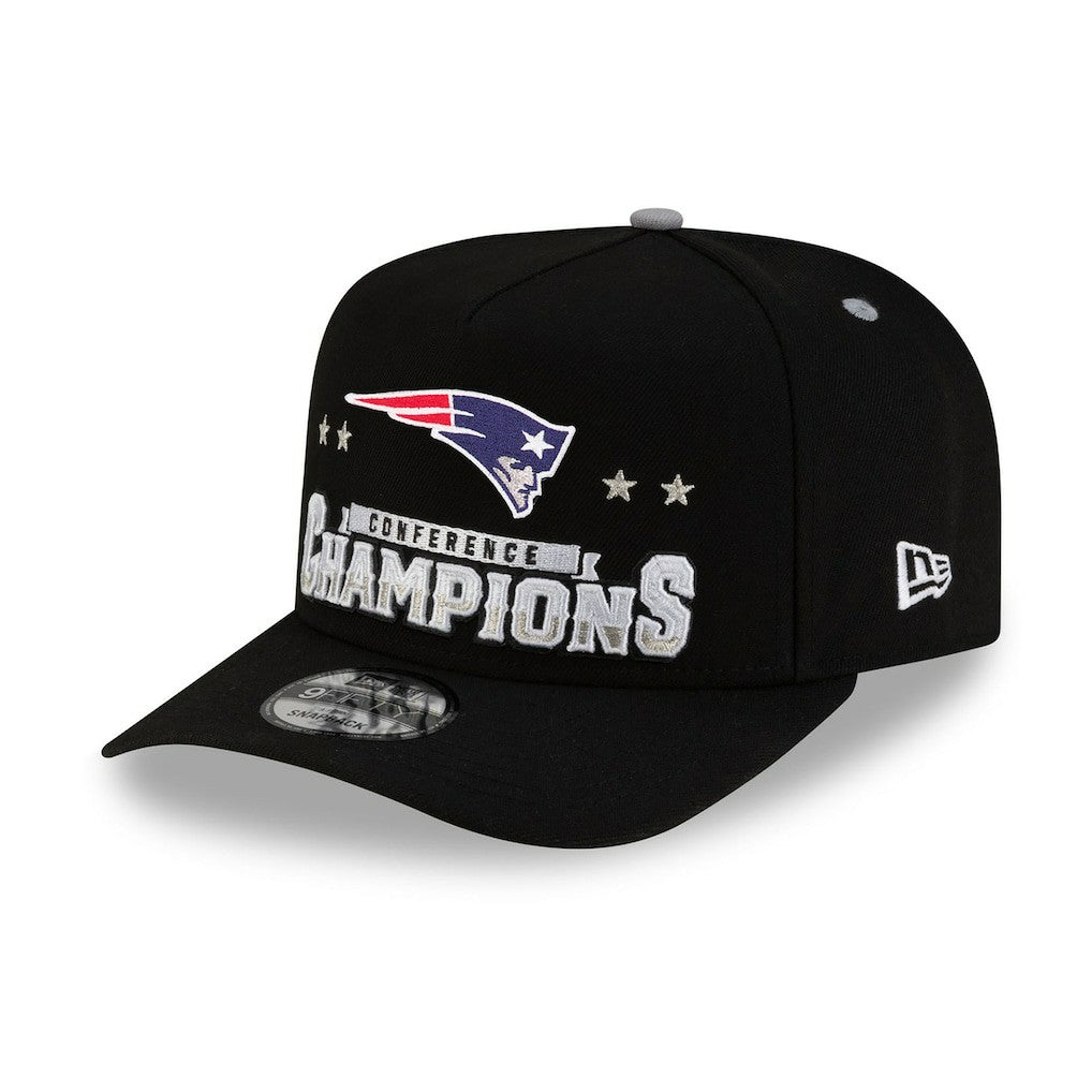 New England Patriots New Era 2025 AFC Champions Locker Room Trophy Collection A-Frame 9FIFTY Snapback Hat - Black sale